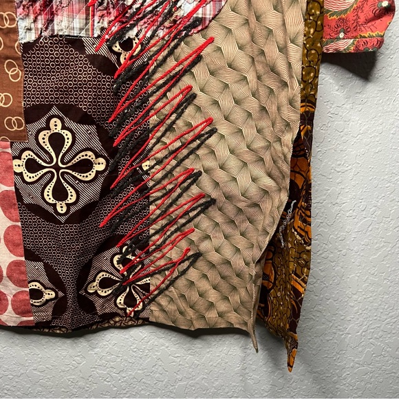 KOOS Van Den Akker Womens Patchwork Button Down Dress Vintage Plaid Floral Rare - Picture 4 of 8